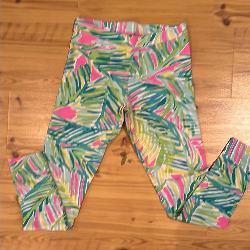 Lilly Pulitzer Green and Pink Tropical Leggings